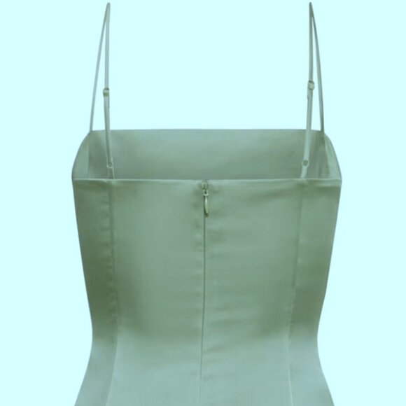 Aritzia Sunday Best Shimmer Satin Mini Dress in Sage Frost Size 00 - Picture 10 of 13